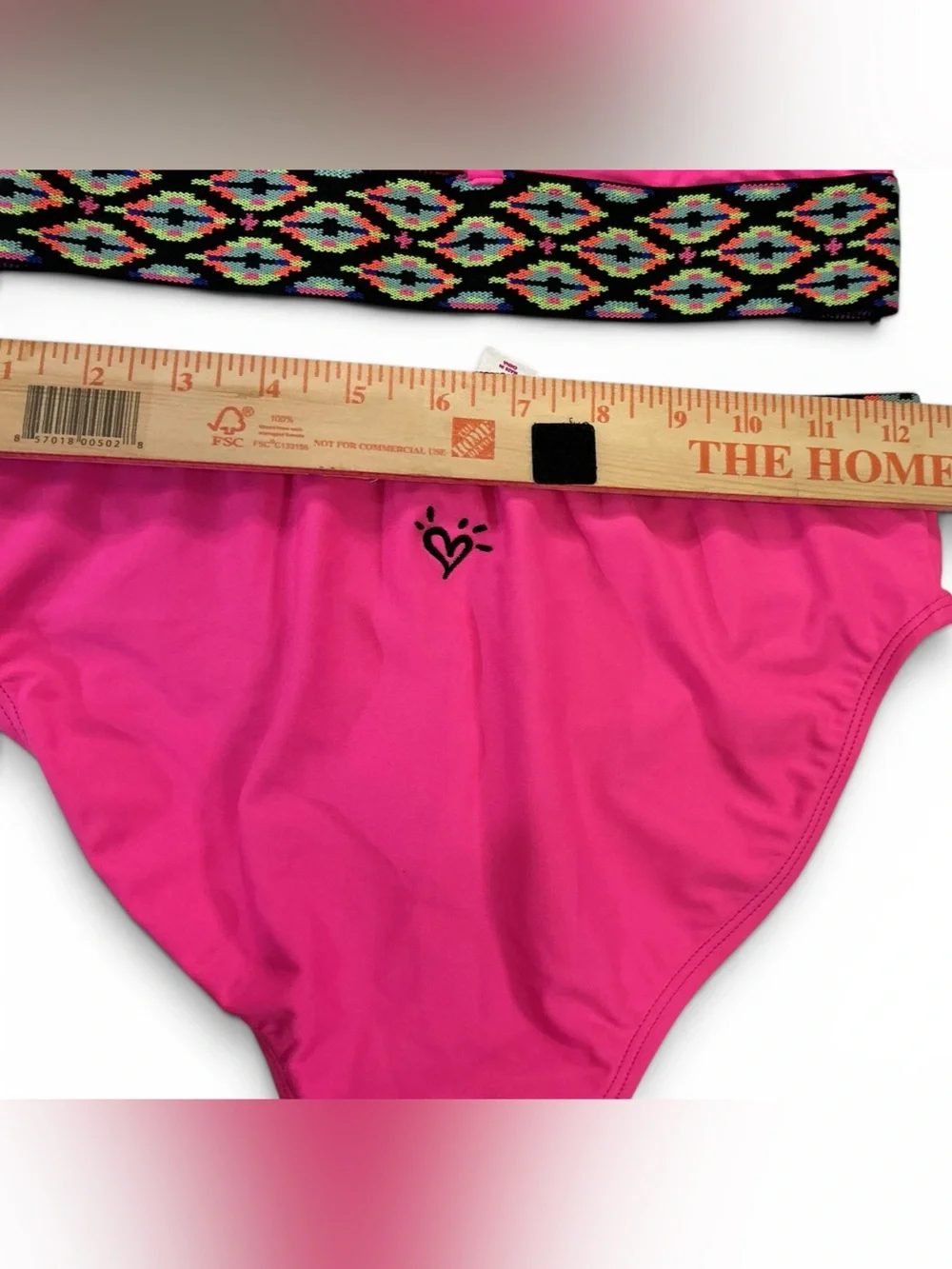Bright Pink Woven Weave 2 pc. Bikini w/ Patterned Elastic Banding NWOT Size 16